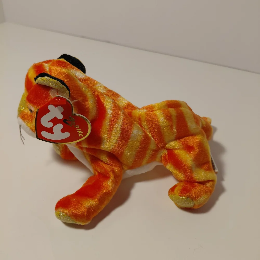 Ty Orange and Yellow Striped Stuffed Tiger